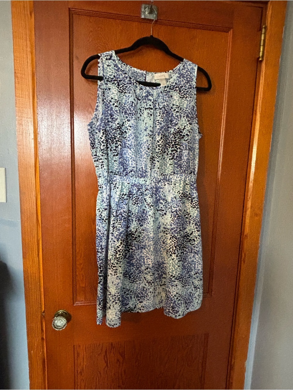 LOFT Blue and White Printed Midi Dress